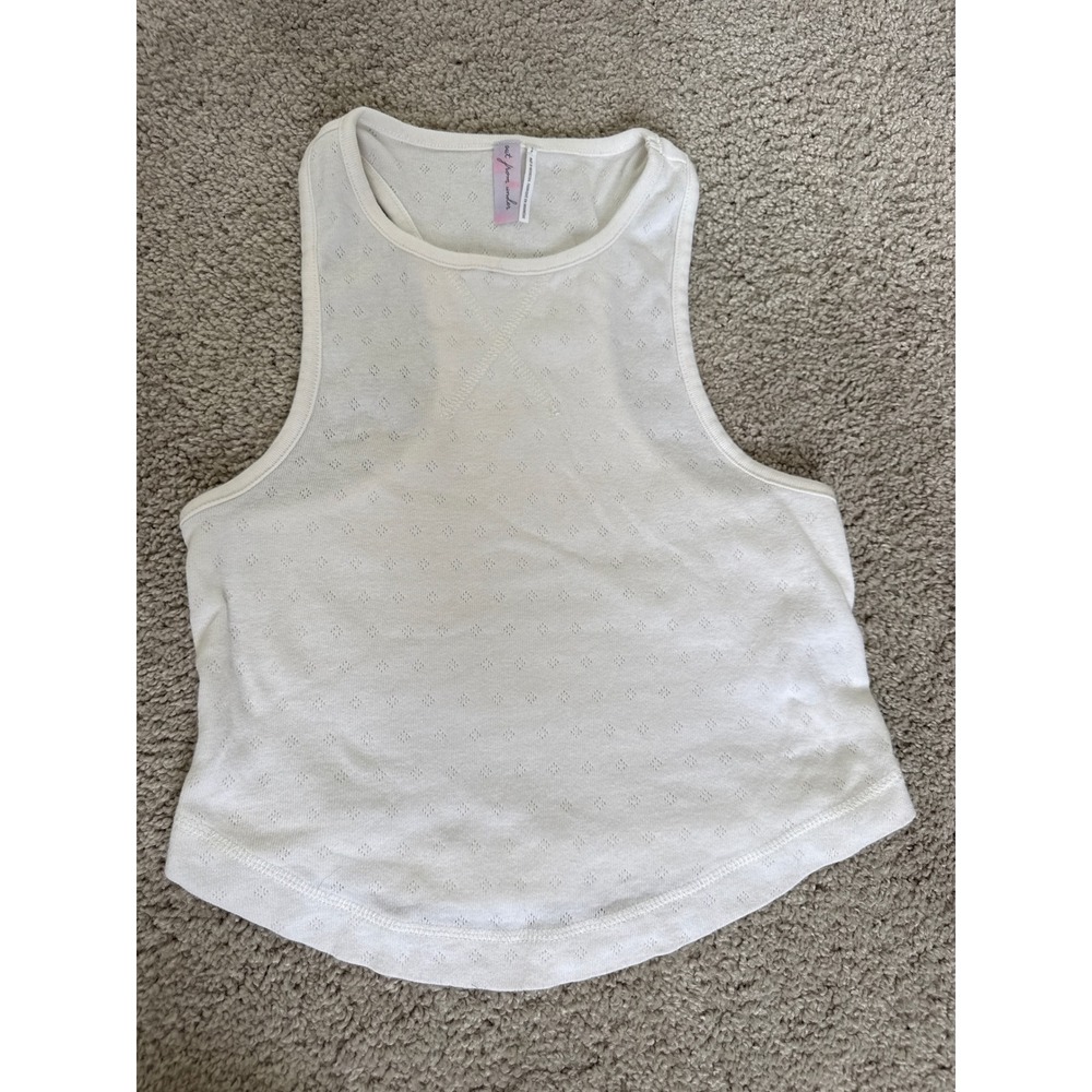 Out From Under Urban Outfitters White Pointelle Racerback Tank Top Small